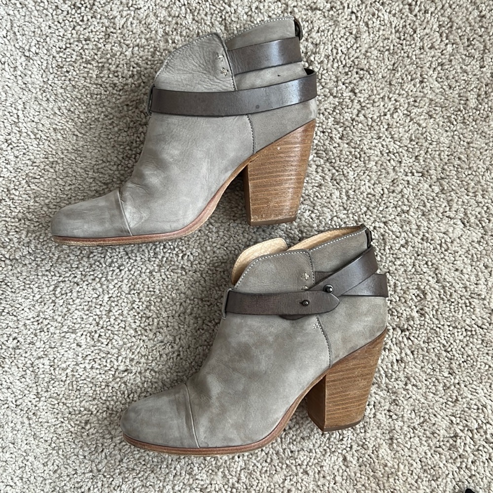 rag & bone harlow suede booties (grey/greige)